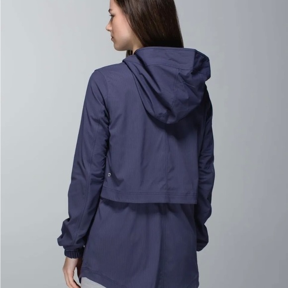 LULULEMON Yogi Anorak Jacket Hooded Size 4 Indigo Blue Stripe - Picture 2 of 10